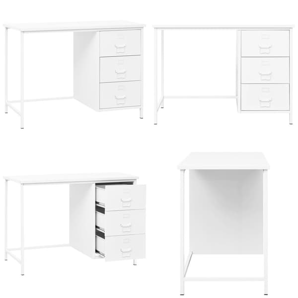 Industrielt skrivebord med skuffer 105x52x75 cm stål hvid - Skrivebord - Skriveborde - Home & Living