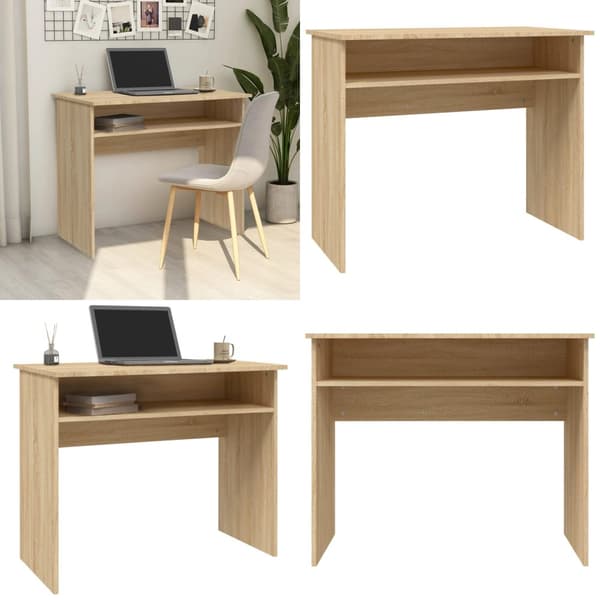 Skrivebord 90x50x74 cm konstrueret træ sonoma-eg - Skrivebord - Skriveborde - Home & Living