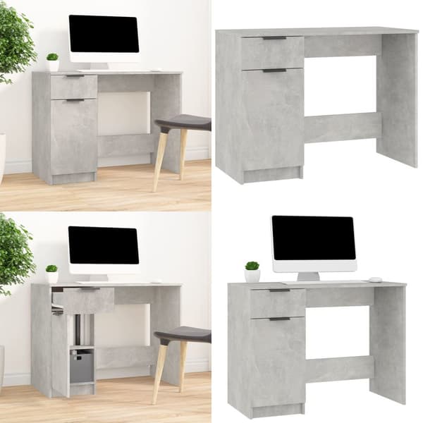 Työpöytä betoninharmaa 100x50x75 cm tekninen puu - Työpöytä - Työpöydät - Home & Living