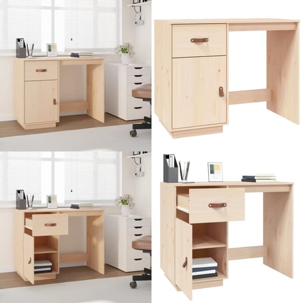 Skrivebord 95x50x75 cm massivt fyrretræ - Skrivebord - Skriveborde - Home & Living