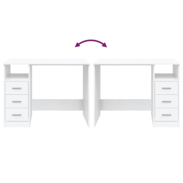 Skrivebord m. Hylder 102x50x76 cm konstrueret træ hvid - Skrivebord - Skriveborde - Home & Living