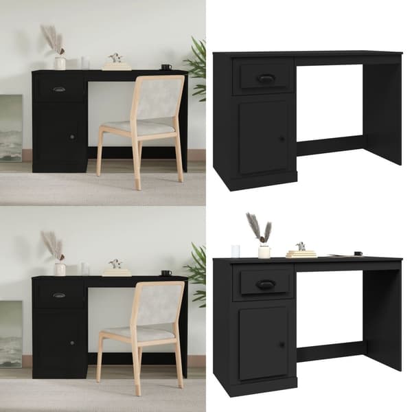 Skrivebord med skuffe 115x50x75 cm konstrueret træ sort - Skrivebord - Skriveborde - Home & Living