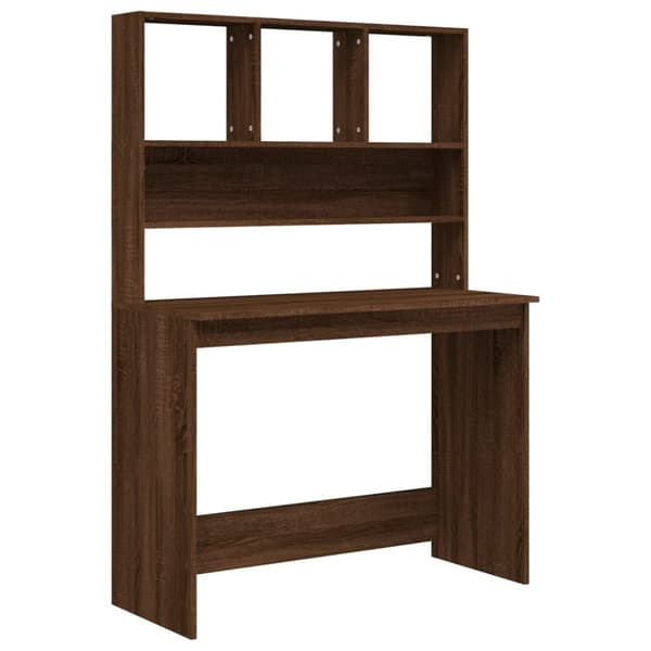 Skrivebord m. Hylder 102x45x148 cm konstrueret træ brun egetræ - Skrivebord - Skriveborde - Home & Living