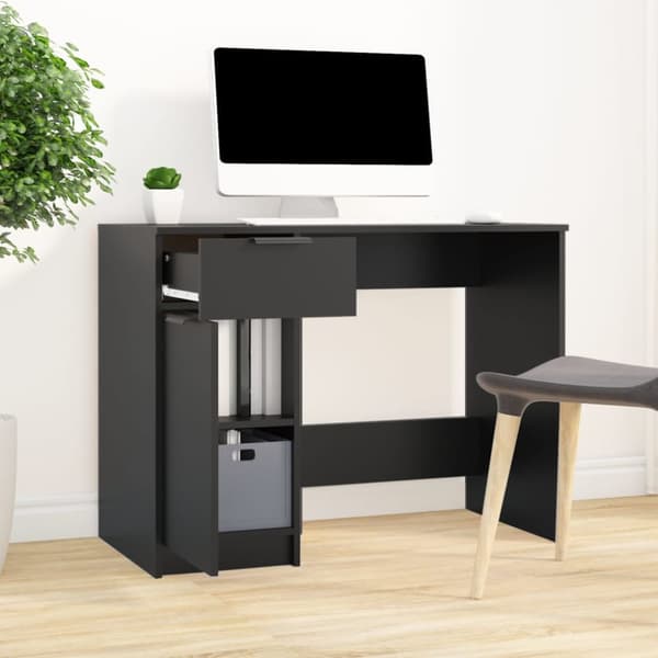Skrivebord 100x50x75 cm konstrueret træ sort - Skrivebord - Skriveborde - Home & Living