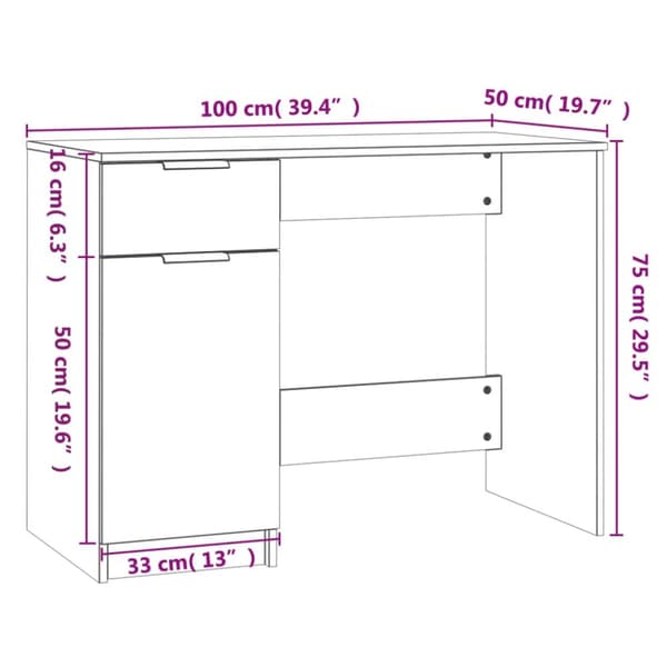 Skrivebord 100x50x75 cm konstrueret træ sort - Skrivebord - Skriveborde - Home & Living