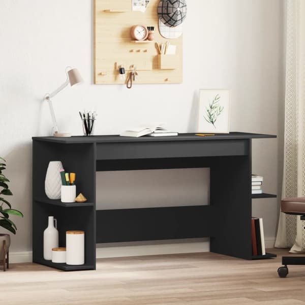 vidaXL Työpöytä musta 140x50x75 cm tekninen puu