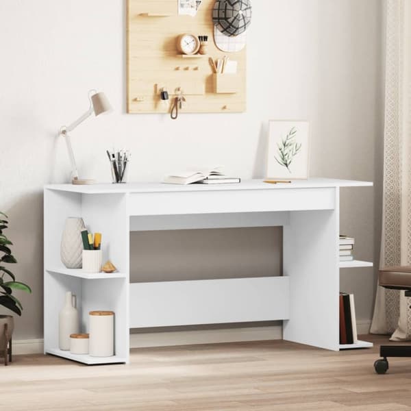 vidaXL Työpöytä valkoinen 140x50x75 cm tekninen puu