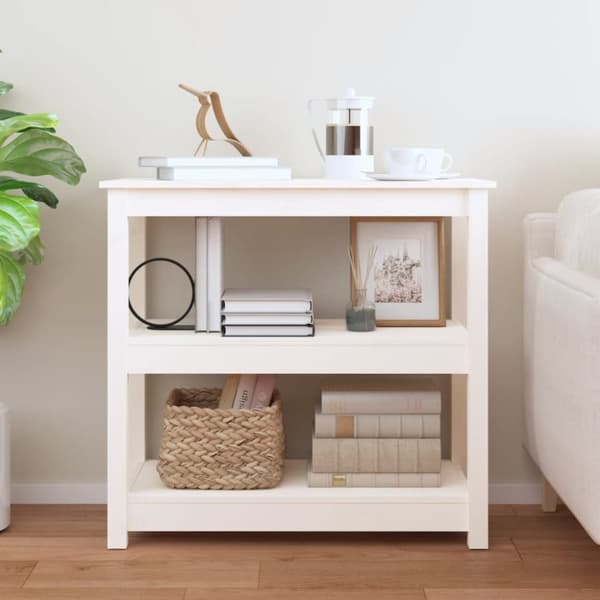 konsolbord 80x40x74 cm massivt fyrretræ hvid