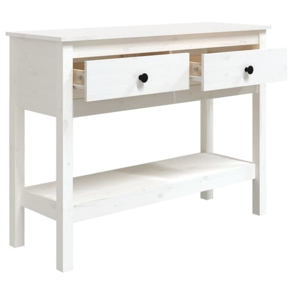 konsolbord 100x35x75 cm massivt fyrretræ hvid