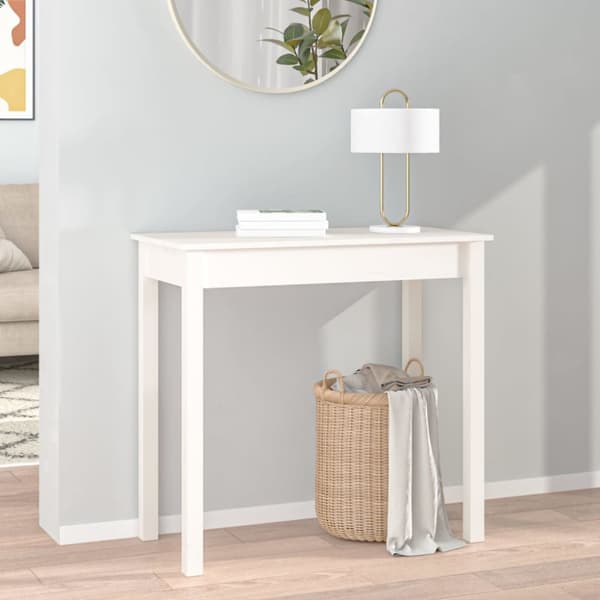 konsolbord 80x40x75 cm massivt fyrretræ hvid