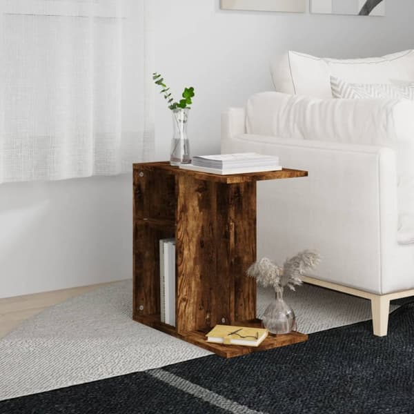 sidebord 50x30x50 cm konstrueret træ røget egetræsfarve