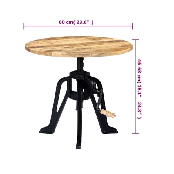 sidebord 60 x (46-63) cm massivt mangotræ og støbejern