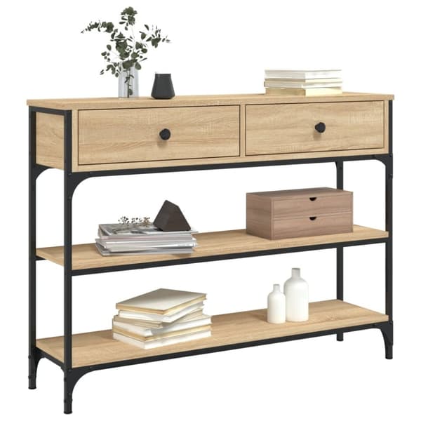 konsolbord 100x25x75 cm konstrueret træ sonoma-eg