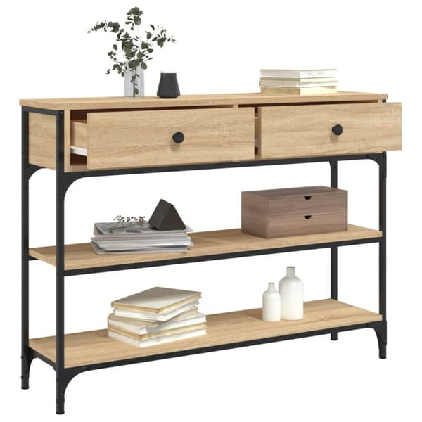 konsolbord 100x25x75 cm konstrueret træ sonoma-eg