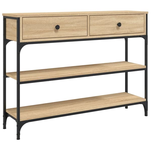 konsolbord 100x25x75 cm konstrueret træ sonoma-eg