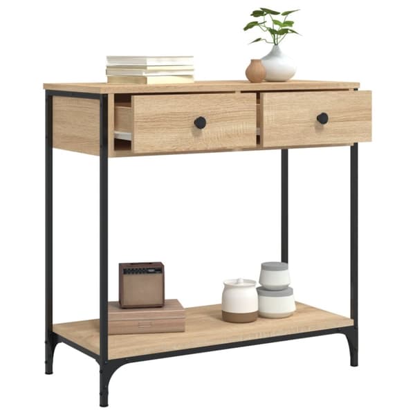 konsolbord 75x34,5x75 cm konstrueret træ sonoma-eg