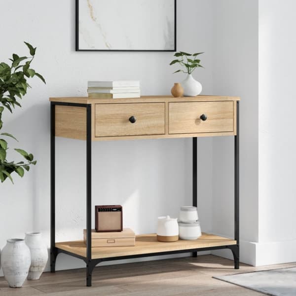 konsolbord 75x34,5x75 cm konstrueret træ sonoma-eg