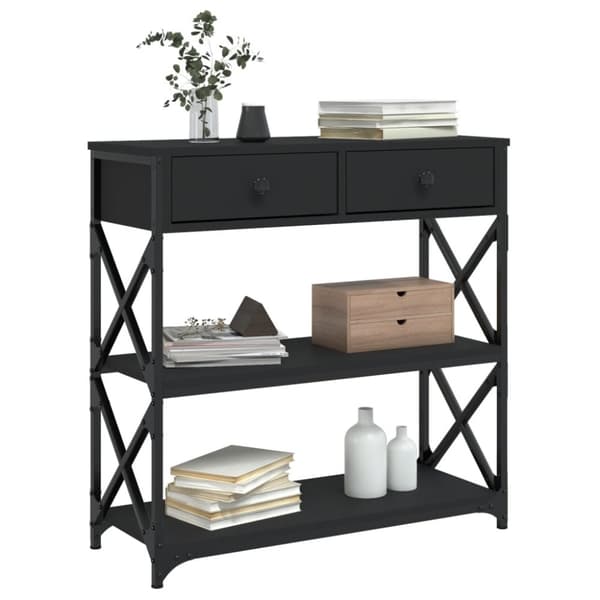 konsolbord 75x28x75 cm konstrueret træ sort