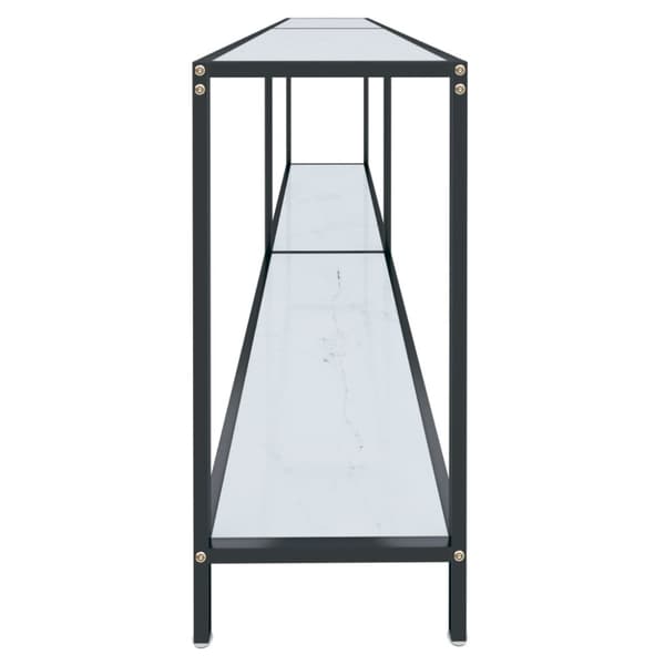 konsolbord 220x35x75,5 cm hærdet glas hvid