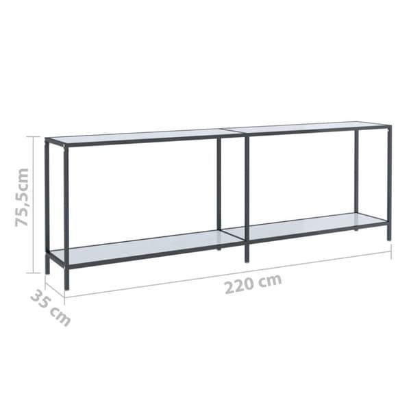 konsolbord 220x35x75,5 cm hærdet glas hvid