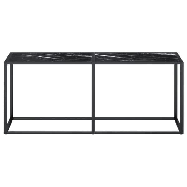konsolbord 180x35x75,5 cm hærdet glas sort marmor