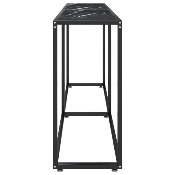 konsolbord 180x35x75,5 cm hærdet glas sort marmor