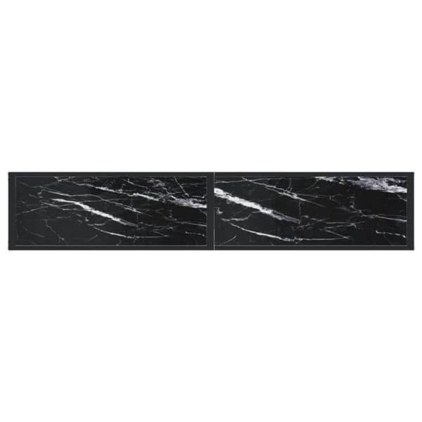 konsolbord 180x35x75,5 cm hærdet glas sort marmor