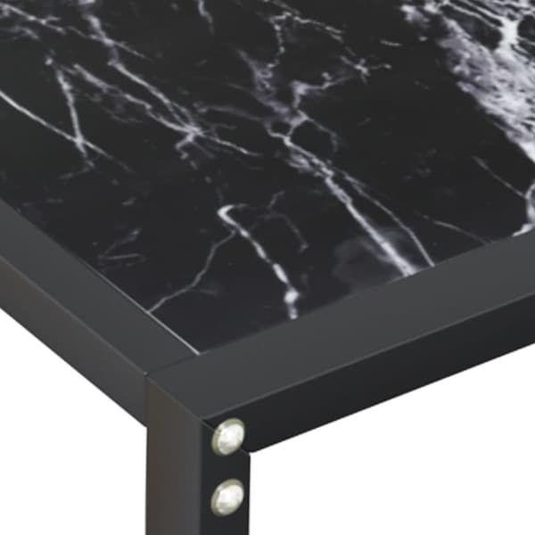 konsolbord 180x35x75,5 cm hærdet glas sort marmor