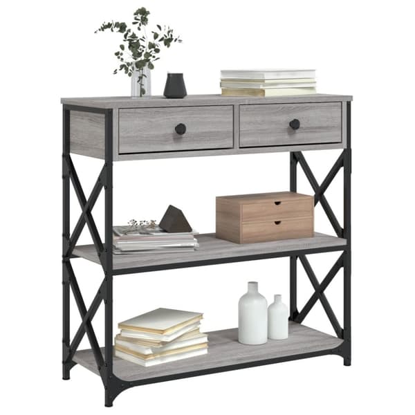 konsolbord 75x28x75 cm konstrueret træ grå sonoma-eg