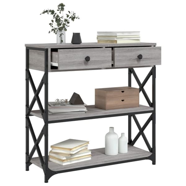 konsolbord 75x28x75 cm konstrueret træ grå sonoma-eg