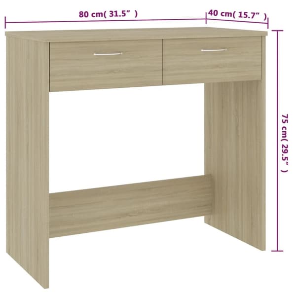 skrivebord 80x40x75 cm konstrueret træ sonoma-eg