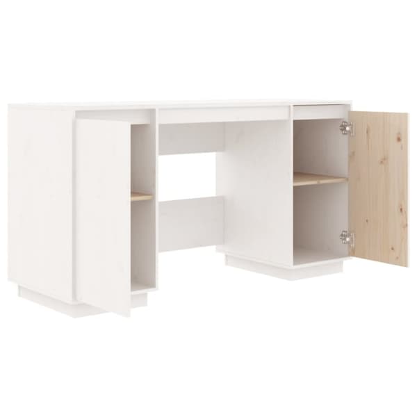 skrivebord 140x50x75 cm massivt fyrretræ hvid