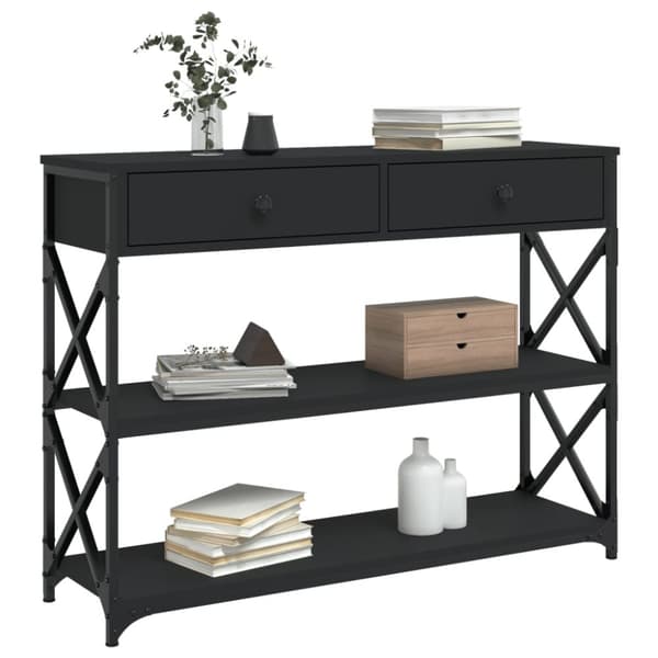 konsolbord 100x28x75 cm konstrueret træ sort
