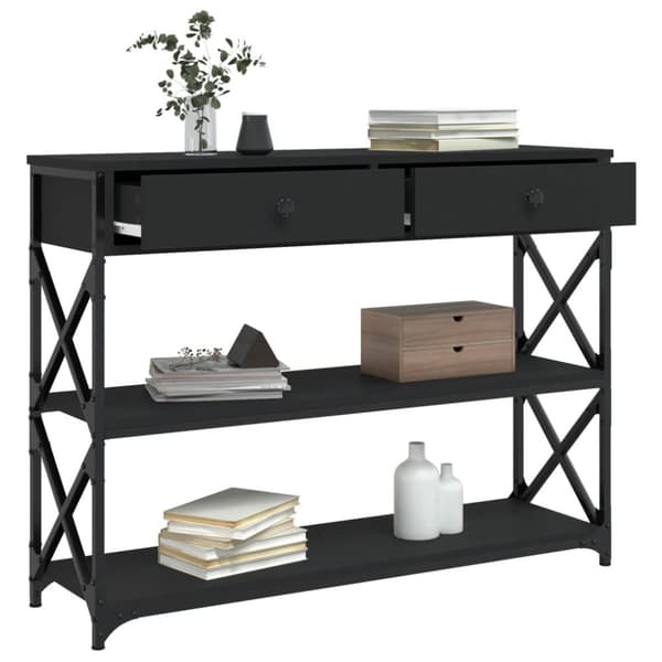 konsolbord 100x28x75 cm konstrueret træ sort