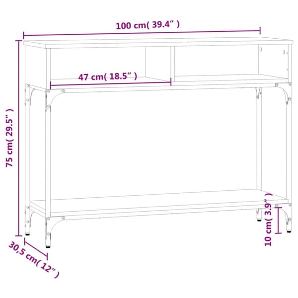 konsolbord 100x30,5x75 cm konstrueret træ sort