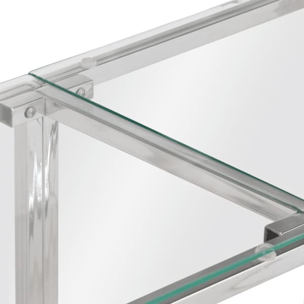 konsolbord rustfrit stål og hærdet glas sølvfarvet