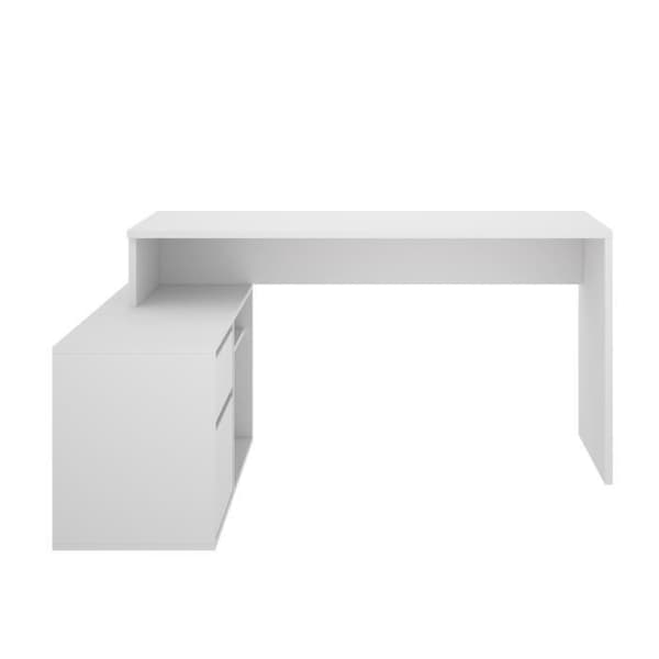 Vändbart hörnskrivbord 1 låda + 1 lucka - Vit - L 139 x D 92 x H 75 cm - ROX