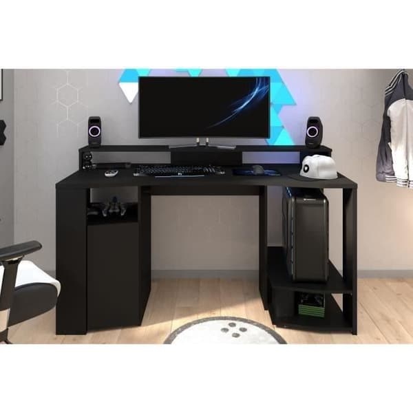 Rakt LED-spelbord - Svart - L 152 x D 61,5 x H 86,7 cm - Stort spelområde - SPEL