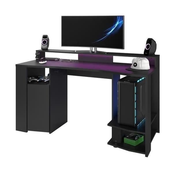 Rakt LED-spelbord - Svart - L 152 x D 61,5 x H 86,7 cm - Stort spelområde - SPEL