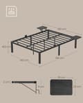 Miniatyrbillede 6 af 8: Sengramme - Metalramme - dobbeltseng - 190 x 140 cm - sort