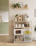Miniatyrbillede 6 af 8: Kitchen Rack - Kitchen Cupboard - Opbevaringsskaber - 4 niveauer - Metalramme - Træplader - Hvid