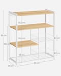Miniatyrbillede 7 af 8: Kitchen Rack - Kitchen Cupboard - Opbevaringsskaber - 4 niveauer - Metalramme - Træplader - Hvid