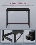 Miniatyrbillede 5 af 6: Rootz Ebony Black-Ink Black Skrivebord - Skrivebord - Studiebord - Spånplade og stålkonstruktion - Stor størrelse - Nem montering - 50 cm x 100 cm x 7