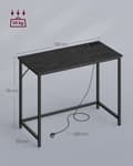 Miniatyrbillede 6 af 6: Rootz Ebony Black-Ink Black Skrivebord - Skrivebord - Studiebord - Spånplade og stålkonstruktion - Stor størrelse - Nem montering - 50 cm x 100 cm x 7