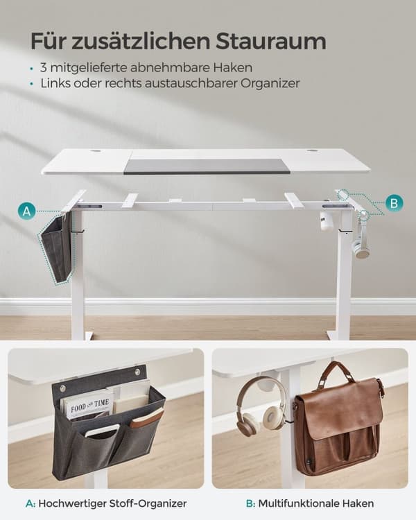 Rootz Elektrisk stående skrivebord - Justerbart skrivebord - Sit Stand Skrivebord - Spånplade stålramme - Ikke-vævet stof - 70 cm x 160 cm x (72-120)