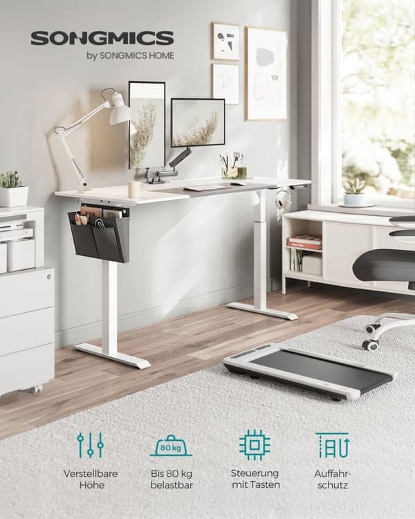 Rootz Elektrisk stående skrivebord - Justerbart skrivebord - Sit Stand Skrivebord - Spånplade stålramme - Ikke-vævet stof - 70 cm x 160 cm x (72-120)