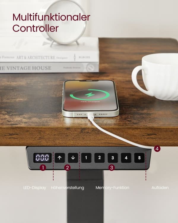 Rootz Electric Standing Desk Converter - Sit Stand Desk - Højdejusterbart skrivebord - Stålramme - Sort - 68cm x (110-180)cm x (60-125)cm - Støjsvag d