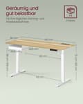 Miniatyrbillede 6 af 8: Rootz Elektrisk ståbord - Justerbart skrivebord - Sit Stand-skrivebord - Spånpladestål - 60cm x 140cm x (72-120)cm - Golden Oak Cloud White - Stillegå