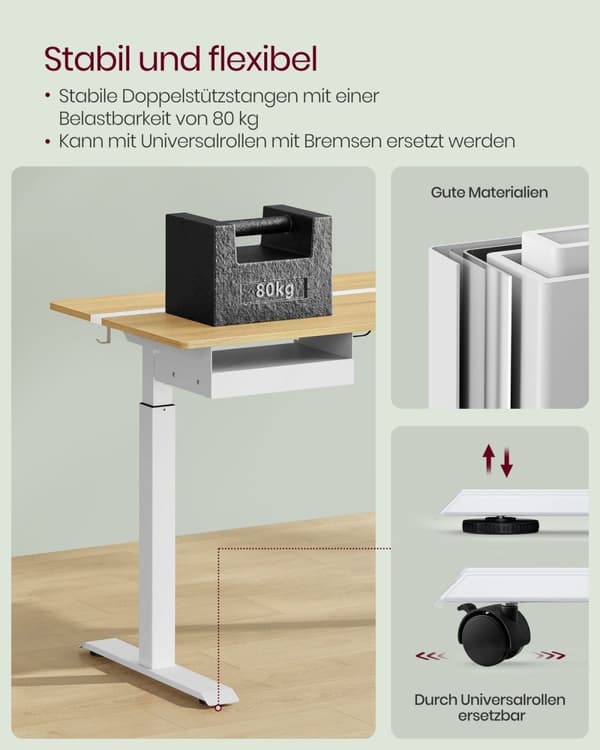 Rootz Elektrisk ståbord - Justerbart skrivebord - Sit Stand-skrivebord - Spånpladestål - 60cm x 140cm x (72-120)cm - Golden Oak Cloud White - Stillegå