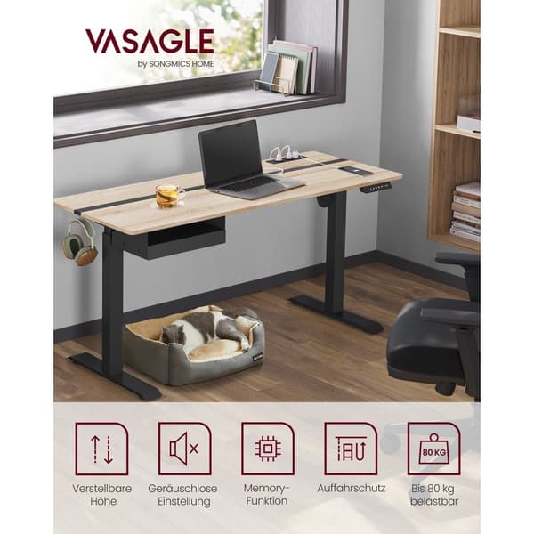 Rootz Elektrisk stående skrivebord - Sit Stand Skrivebord - Justerbar Højde Skrivebord - Greige Sort - Spånplade stål - Støjsvag drift - Hurtig juster